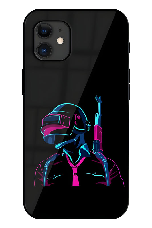 Pubg Neon Printed Glass Back Phone Case