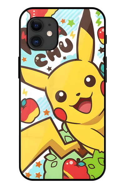 Pika Chu Printed Glass Back Phone Case