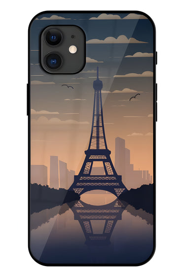 France Paris Eiffel Tower Gradient Printed Glass Back Phone Case