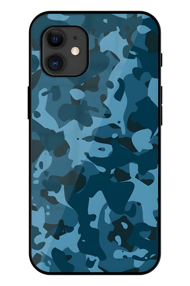 Dark Blue Shadow Army Millitary Art Printed Glass Back Phone Case