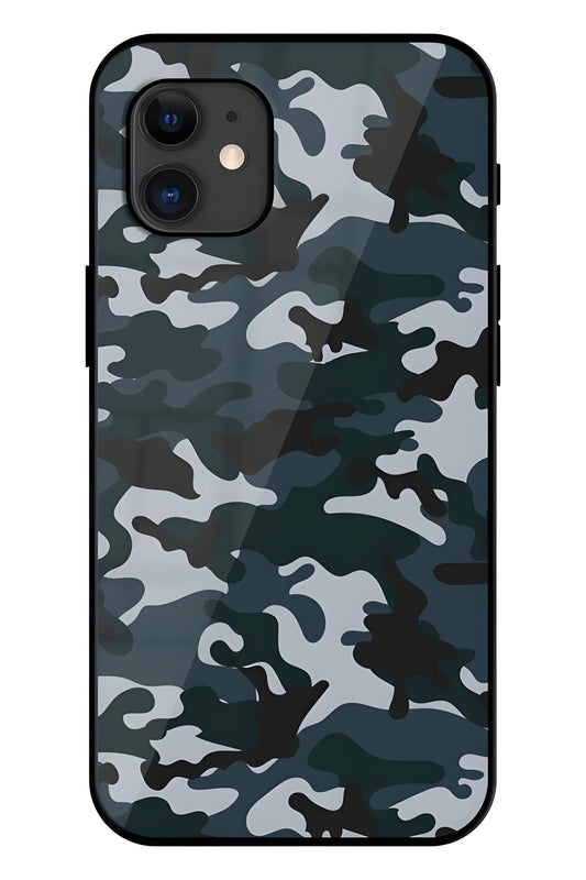 Dark Blue Army Millitary Art Printed Glass Back Phone Case