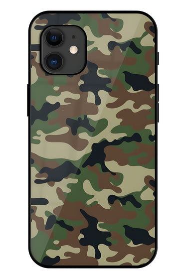 Army Military Camouflage Dark Green Printed Glass Back Phone Case