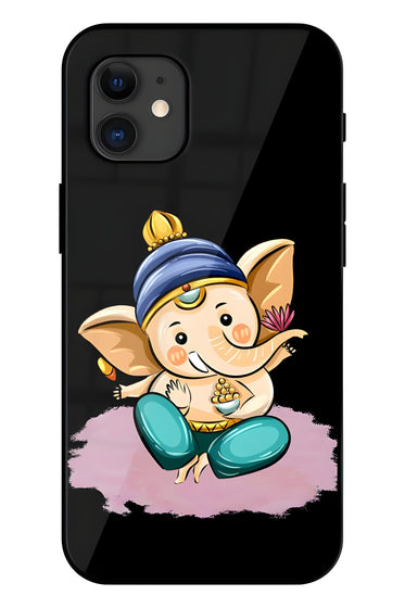 Bal Ganesh Vector Art Printed Glass Back Phone Case