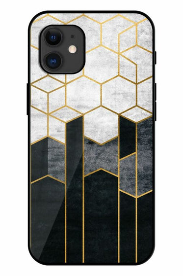 Cube Marble Art Printed Glass Back Phone Case