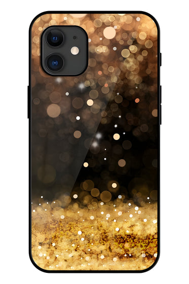 Shiny Golder Gliteer Bubble Background Printed Glass Back Phone Case