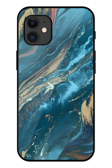 Blue Abstract Printed Glass Back Phone Case