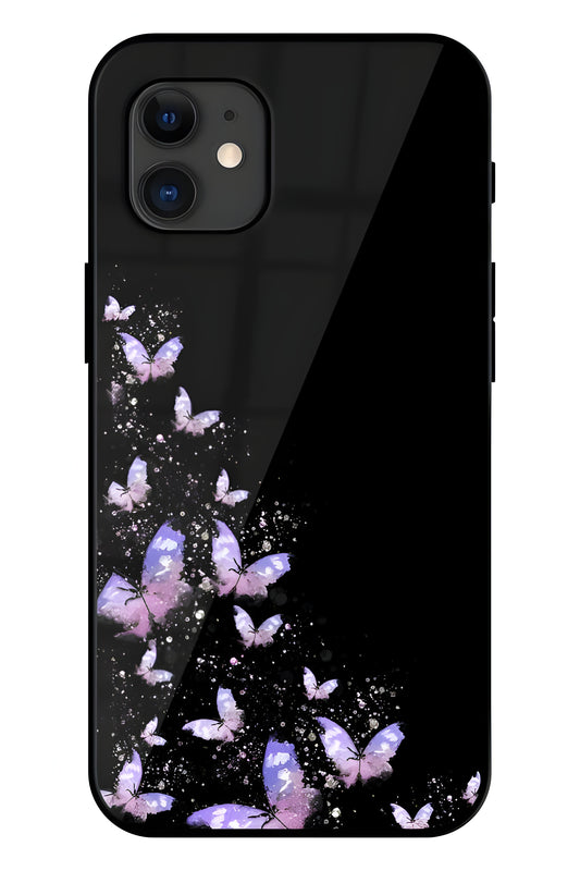 Butterfly Printed Glass Back Phone Case