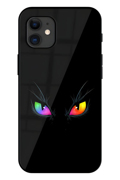 Cat Eyes Printed Glass Back Phone Case