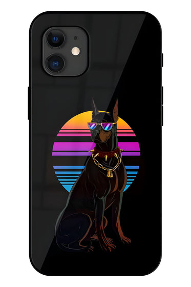 Funky Dog Printed Glass Back Phone Case