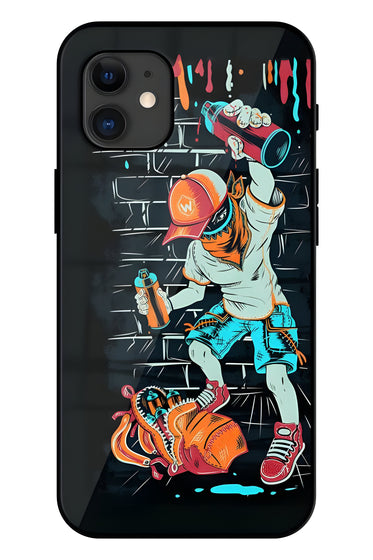 Graffiti Character Street Art Wallpaper Printed Glass Back Phone Case