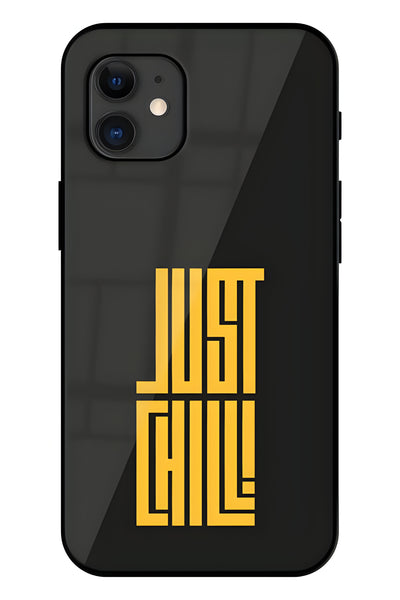 Black And Yellow Just Chill Printed Glass Back Phone Case