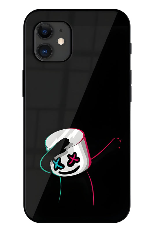 Black Marshmallow Printed Glass Back Phone Case