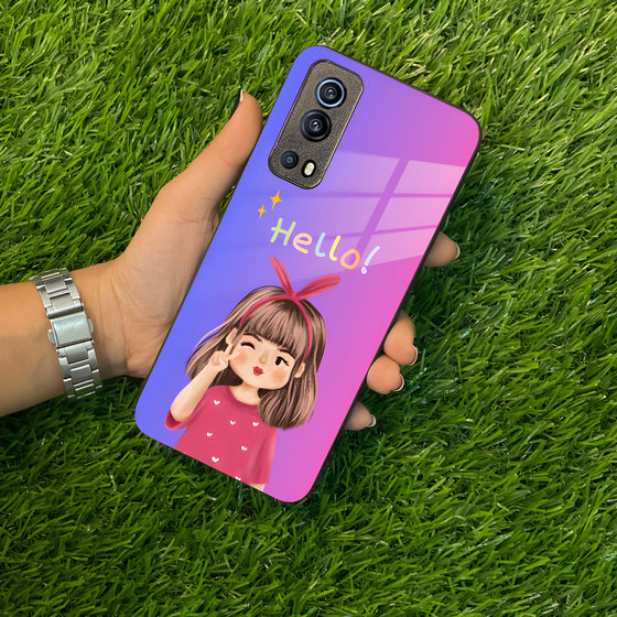 Cute Girl Hello Glass Case