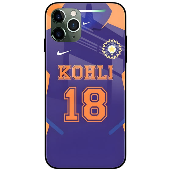 Jersey Virat Kohli 18 Glass Case Back Cover