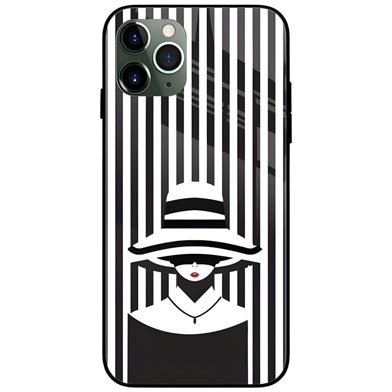 Stripes Lady Glass Case Back Cover