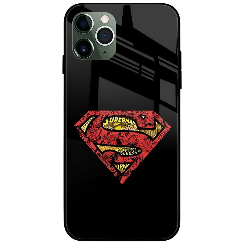 Superman Logo Doodle Glass Case Back Cover