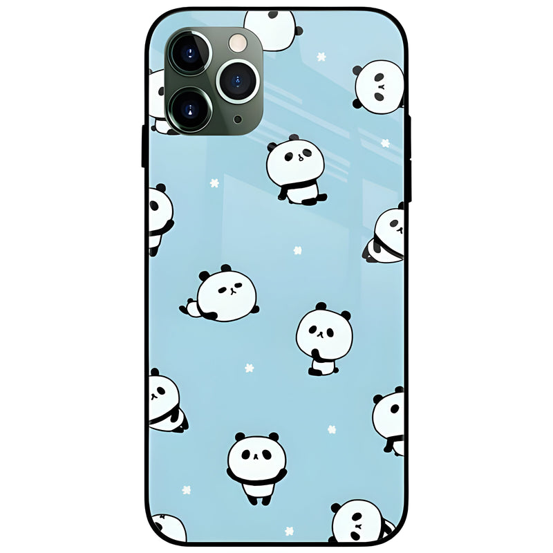 Panda Poses Glass Case Back Cover