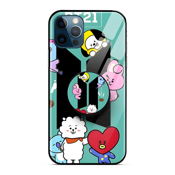 BT21 Design Glass Case With Pop