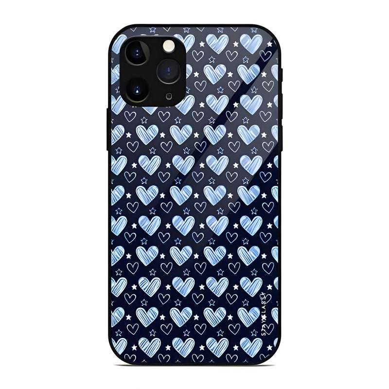 Sky Blue Aesthetic Heart iPhone 11 Pro Max Premium Glass Case