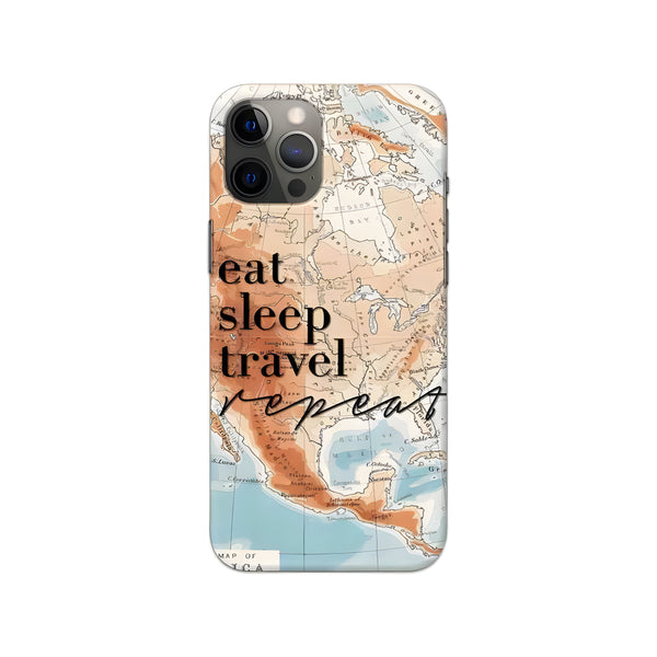 Eat Sleep Travel Repeat Map Slim Hard Phone Case