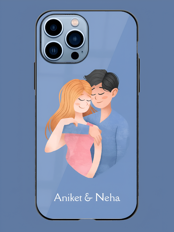 Valentine Couple Love Designer Premium Glass Case with Your Name