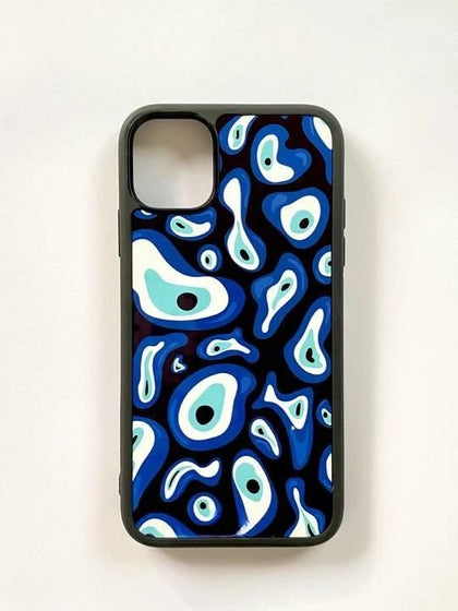 uneque evil eye metal glass case