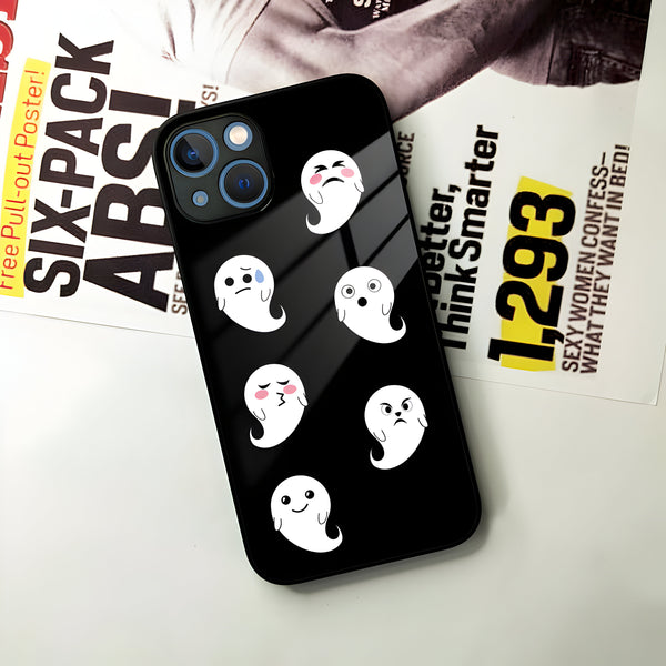 Cute Ghost Glass Case Cover For iPhone