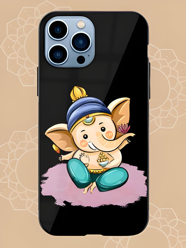 Bal Ganesh Vector Art Designer Premium Glass Case