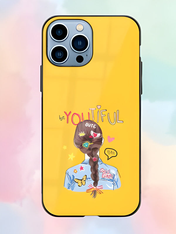 Be Youtiful Slogan Designer Premium Glass Case