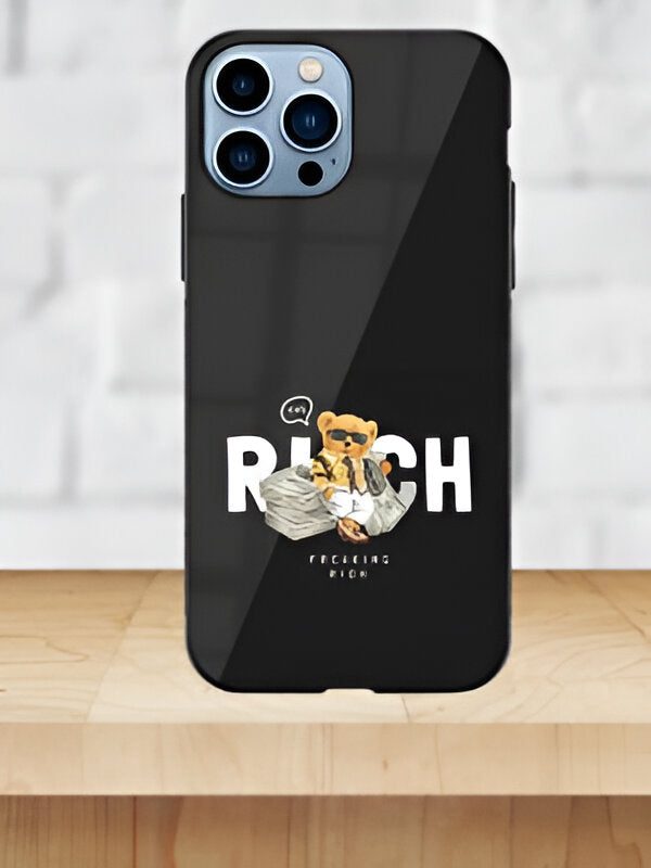 Rich Slogan Bear Designer Premium Glass Case