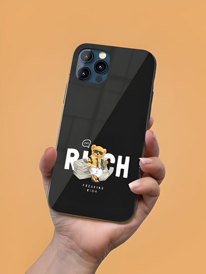 Rich Slogan Bear Designer Premium Glass Case