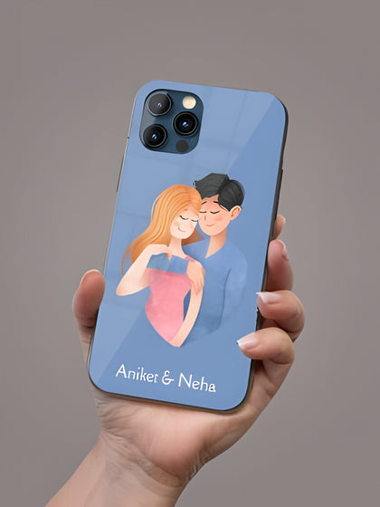 Valentine Couple Love Designer Premium Glass Case with Your Name