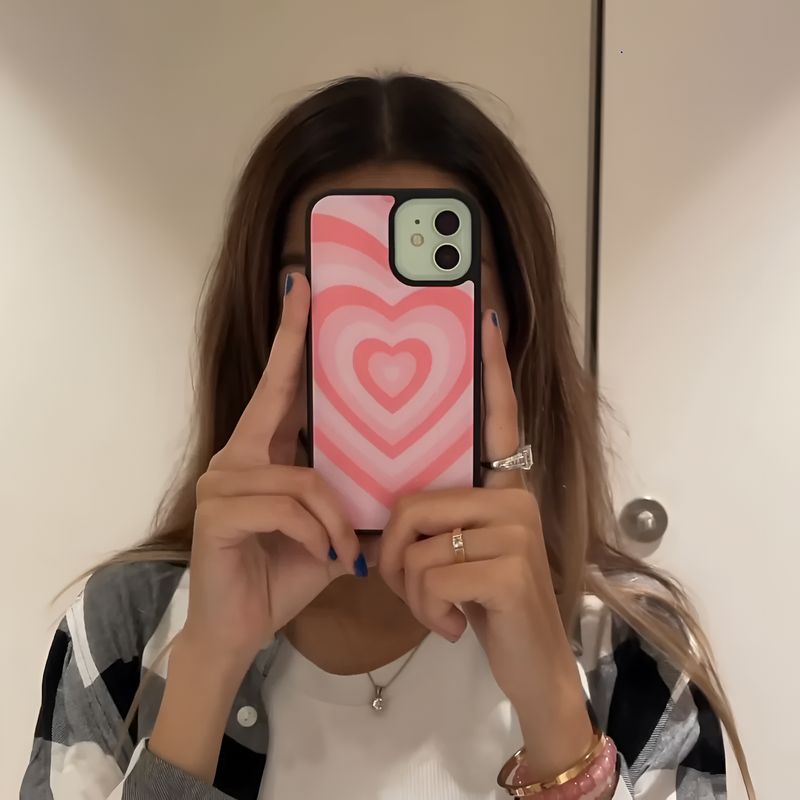 Pink Heart Glass Case