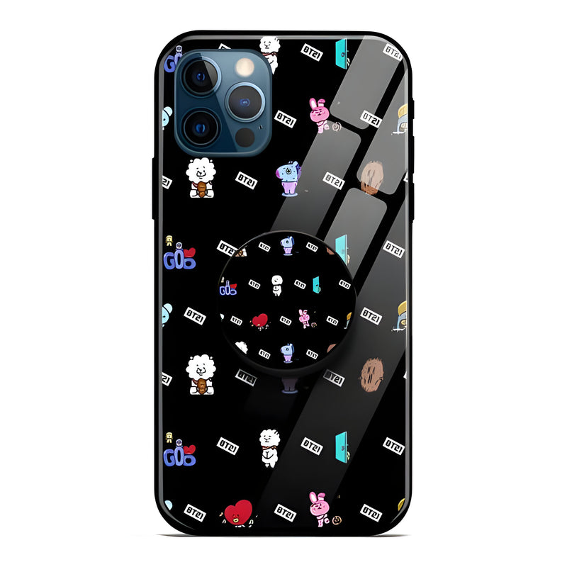 BT21 Black Glass Case With Pop