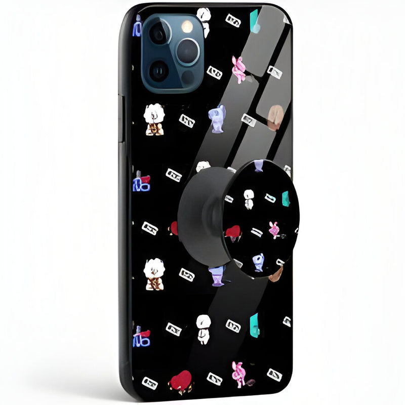 BT21 Black Glass Case With Pop