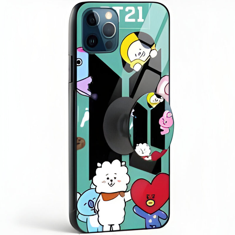 BT21 Design Glass Case With Pop